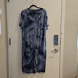 Coin 1804 Anthropologie Blue and Blue Tie Dye Tunic Dress Beach Coverup 2X NWOT